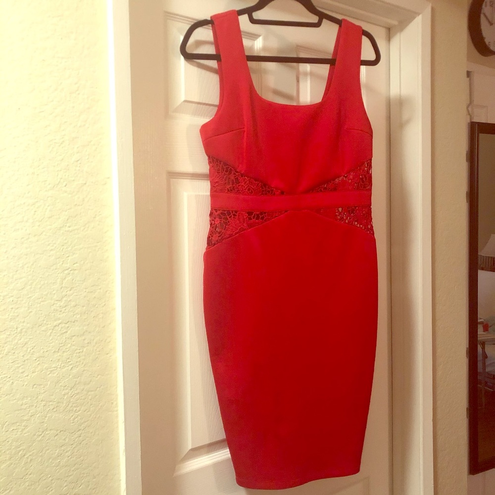 M Red Olive Tree dress